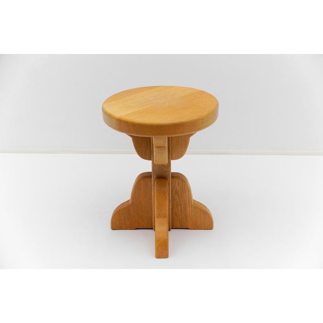 Mid-Century Modern Handmade Beech Stool, France, 1960s For Sale - Image 4 of 14