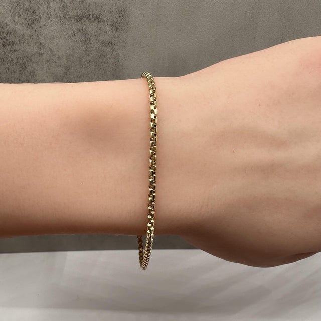 14kt Yellow Gold Rounded Box Chain Bracelet – 7.75in, 2.4mm, 2.93g, New For Sale - Image 4 of 4