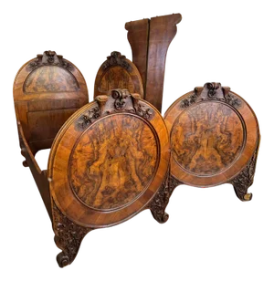 Walnut Bed, 1930s, Set of 2