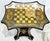 What a fun regence' style modern day take on a small game table with antiqued mirrored top and jappaned black and gold...