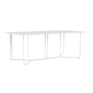 Brown Jordan Walter Lamb Aluminum 43" x 77" Rectangular Dining Table, Glass Top in Chalk For Sale