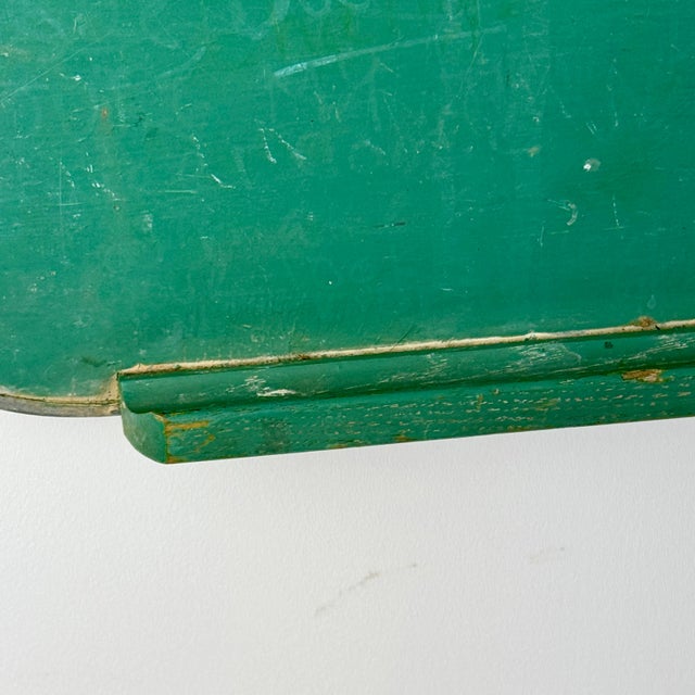 Mid 20th Century Medium Size Vintage Green Chalkboard With Beautiful Round Edges and Two Holes for Wall Hanging For Sale - Image 5 of 6
