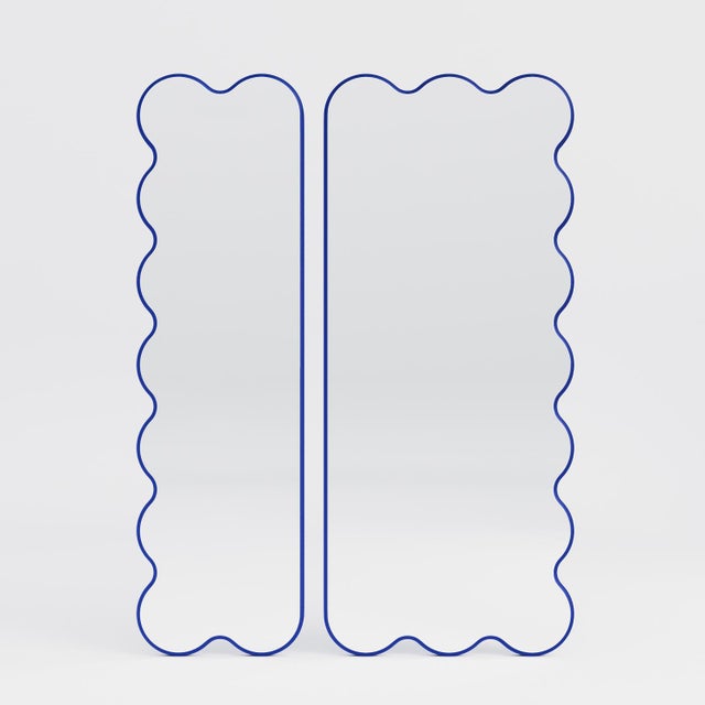 Hvyli Q9 - Narrow Modern Contemporary Light Blue Mirror For Sale - Image 14 of 15