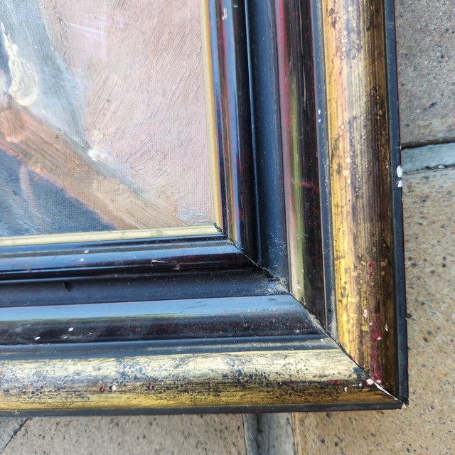 1940s Oil on Canvas Portrait Painting of a Man in a Plaid Shirt For Sale In Los Angeles - Image 6 of 6