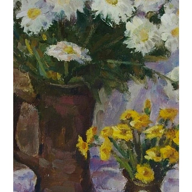 Vintage Floral Still Life Oil Painting, Ukrainian Art, 1980s 54-48 For Sale - Image 4 of 6