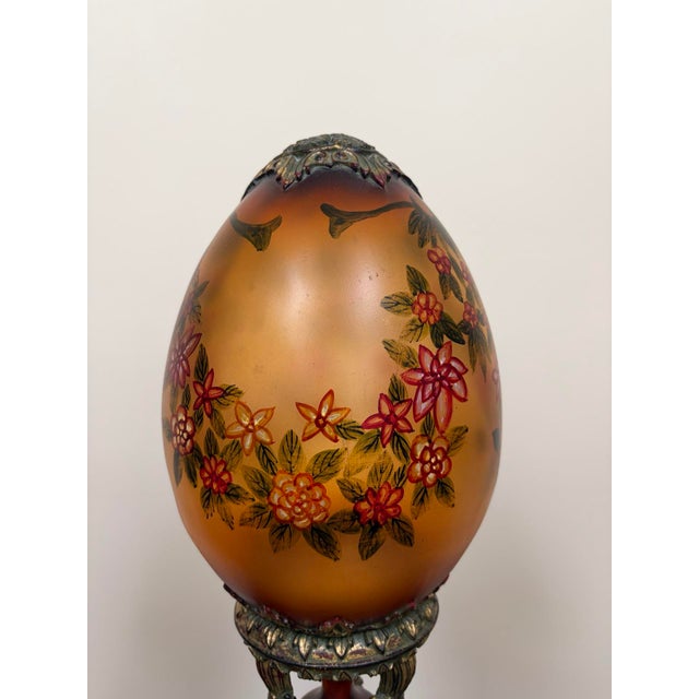 Metal Vintage Hollywood Regency Porcelain Egg Sculpture For Sale - Image 7 of 11