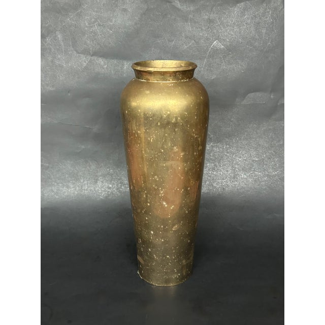 1950s Mid Century Tall Brass Vase For Sale - Image 5 of 8