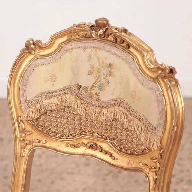Gold Pair of Giltwood and Carved French Louis XV Style Side Chairs. Circa 1900 For Sale - Image 8 of 13