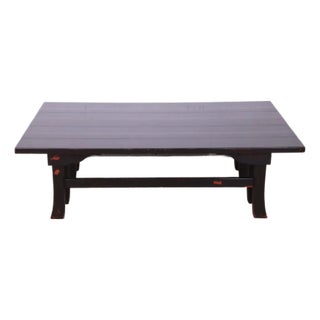 Vintage Baker Furniture Hollywood Regency Chinoiserie Monumental Black Lacquered Coffee Table For Sale