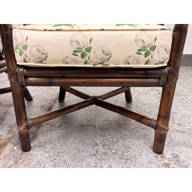 McGuire Furniture Barrel Back Bamboo Armchairs, Pair Vintage For Sale - Image 10 of 12