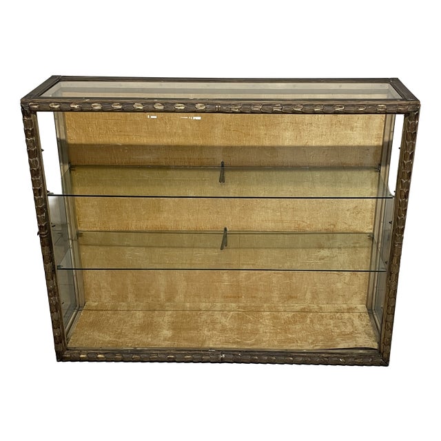 Vintage Display Cabinet with Carved and Gilded Wooden Frame, 1940s For Sale