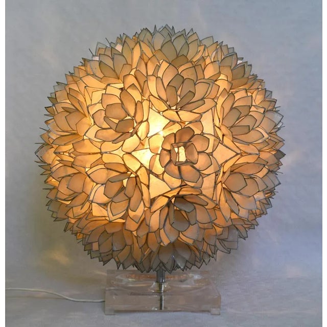 Large Capiz Lotus Ball Table Lamp from Rausch, 1960s For Sale - Image 3 of 11