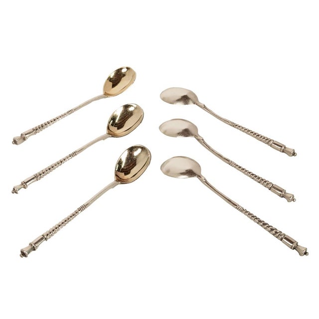 Antique Russian Imperial Silver Spoons by Fedor Rückert Faberge Moscow 1889 - Set of 6 For Sale - Image 11 of 15