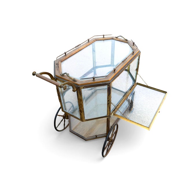 Mid-Century French Tea Cart, Brass and Glass, Hollywood Regency Style For Sale In Tampa - Image 6 of 6