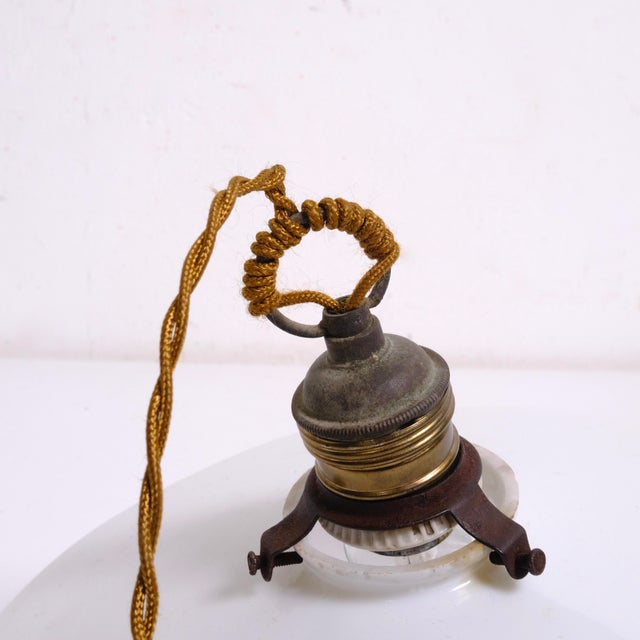 Vintage Pendant Lamp with White Milk Glass Lampshade, 1930s For Sale - Image 11 of 15