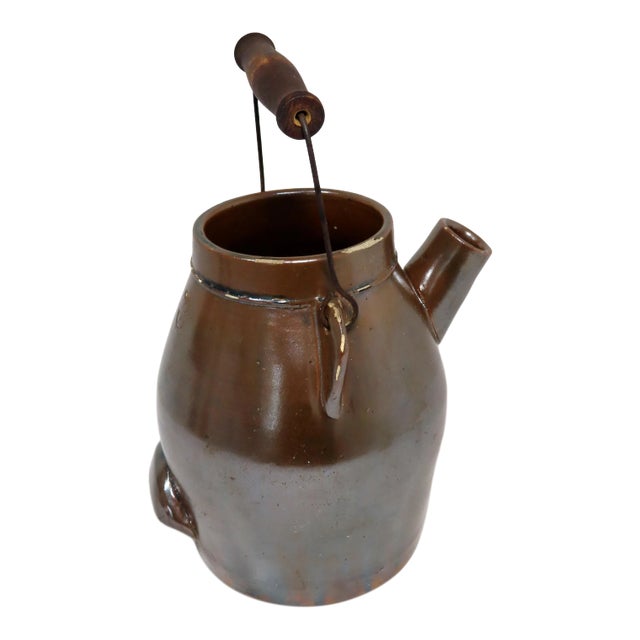 Antique American Primitive Stoneware Batter Pail - Jug Circa 1880s For Sale