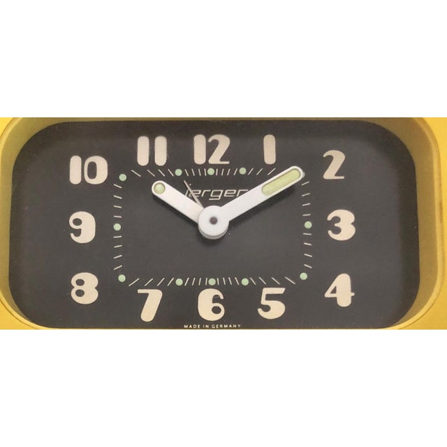 Vintage German Mechanical Alarm Clock in Yellow from Jerger, 1970s For Sale - Image 3 of 5