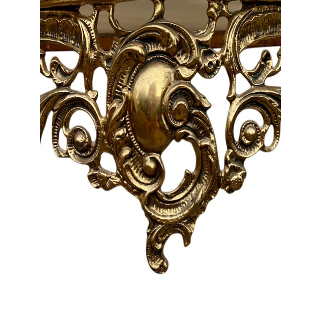 Metal Louis XV Rococo Style Brass Console and Mirror, 1920s, Set of 2 For Sale - Image 7 of 8