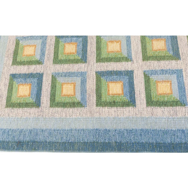 Doris Leslie Blau Vintage Swedish Flat Woven Rug by Alice Walleback For Sale - Image 4 of 9