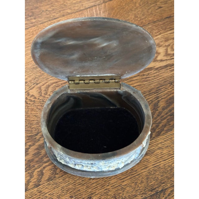 Mid 20th Century Marbled Brown Stone Incolay Box With Hunt Scene For Sale - Image 9 of 11