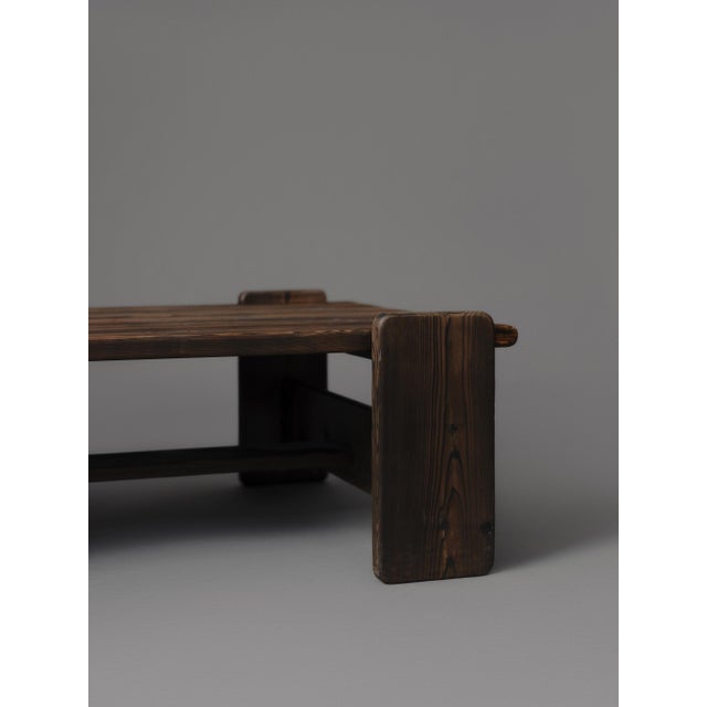Mid-Century Modern 1960s Stained Pine Brutalist Coffee Table For Sale - Image 3 of 5