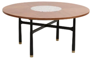 Large Walnut and Terrazzo Marble Table by Harvey Probber, 1960s