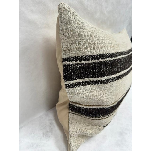 Turkish Hemp Pillow Cushion Natural Brown Beige Pillow Cushion Cover 16" x 24" For Sale - Image 4 of 4