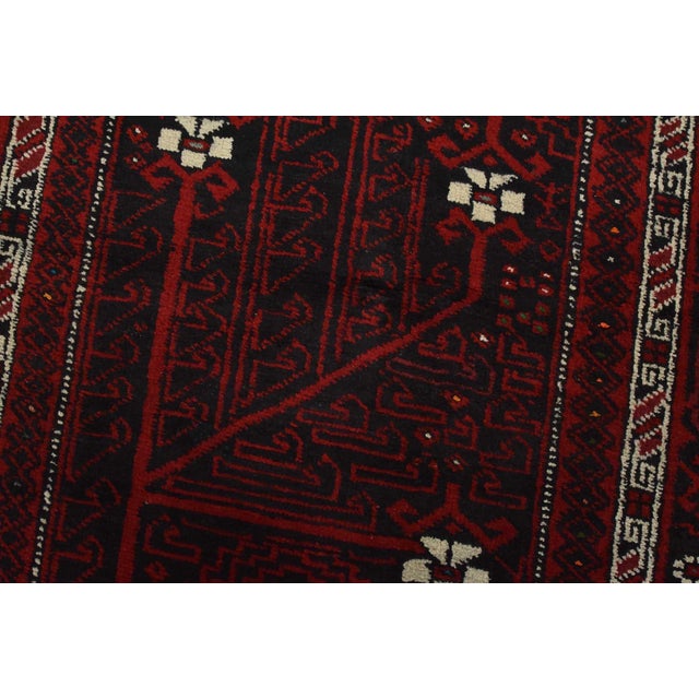 Baloch Rug 3’9” X 8’3” Black Wool Vintage Tribal Hand-Knotted Oriental Carpet For Sale - Image 4 of 13