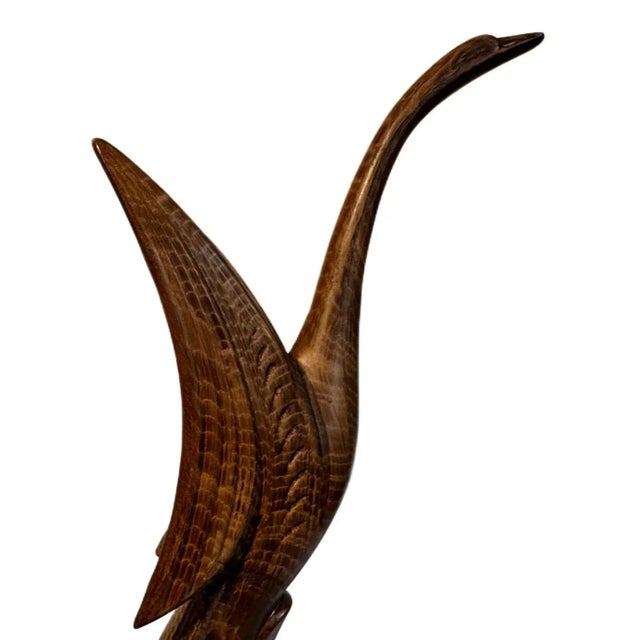 Vintage Mid Century Modern Crane/Swan in Flight Tall Ceramic Figurine For Sale - Image 4 of 5