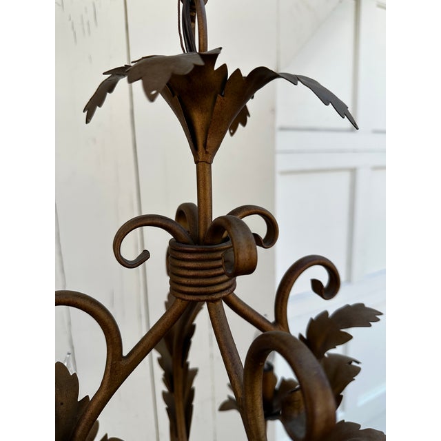 Four Arm Vintage Hollywood Regency Petite Floral Chandelier For Sale In New York - Image 6 of 6