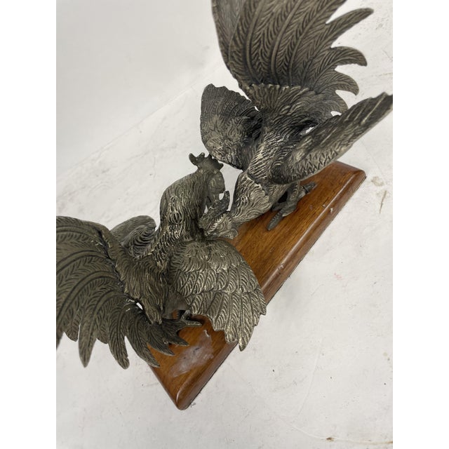 Wood Vintage Gaul Fight Ornament, 1950s For Sale - Image 7 of 9