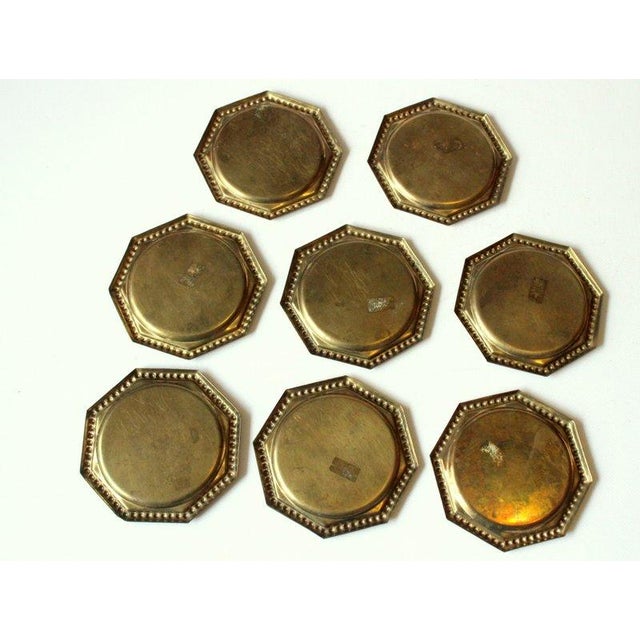 Gold 1960s - Octagonal Brass Coasters - Set of 8 - Vintage For Sale - Image 8 of 8