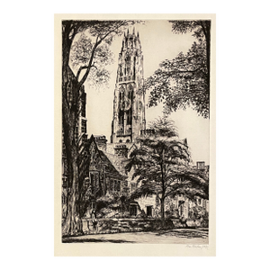 Max Kuehne Harkness Tower Yale University Etching