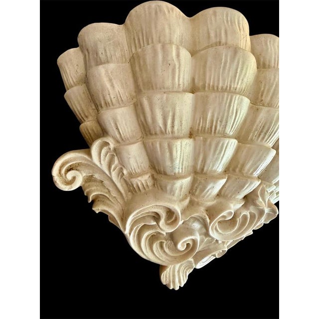 19th Century Antique French Biscuit Ceramic Shell-Form Wall Sconces, 1890, Set of 2 For Sale - Image 5 of 10