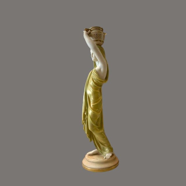 Porcelain Classical Maiden with Water Pot and Jug from Royal Worcester For Sale - Image 5 of 11