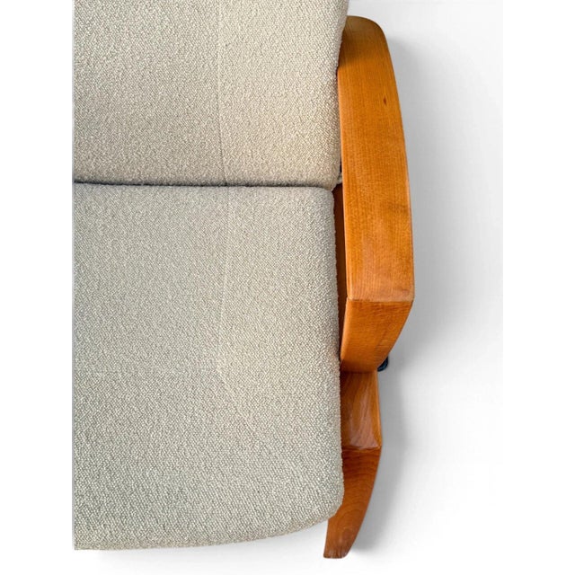 Danish Modern High Wingback Recliner Attributed to Farstrup | Cream Bouclé With Headrest Pillow | Teak Frame For Sale - Image 15 of 15