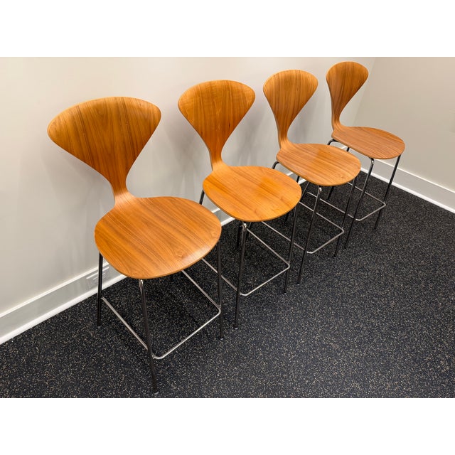 Walnut Barstools With Metal Legs (Set of 4, Cherner Company) For Sale - Image 10 of 17