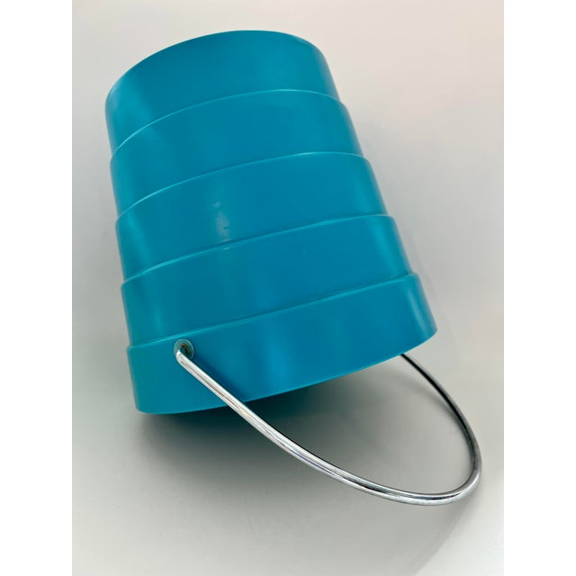 Vintage Larry Laslo for Towle Turquoise Blue Ice Bucket and Pitcher Set 80s Modern Memphis Barware - a Pair For Sale - Image 15 of 16