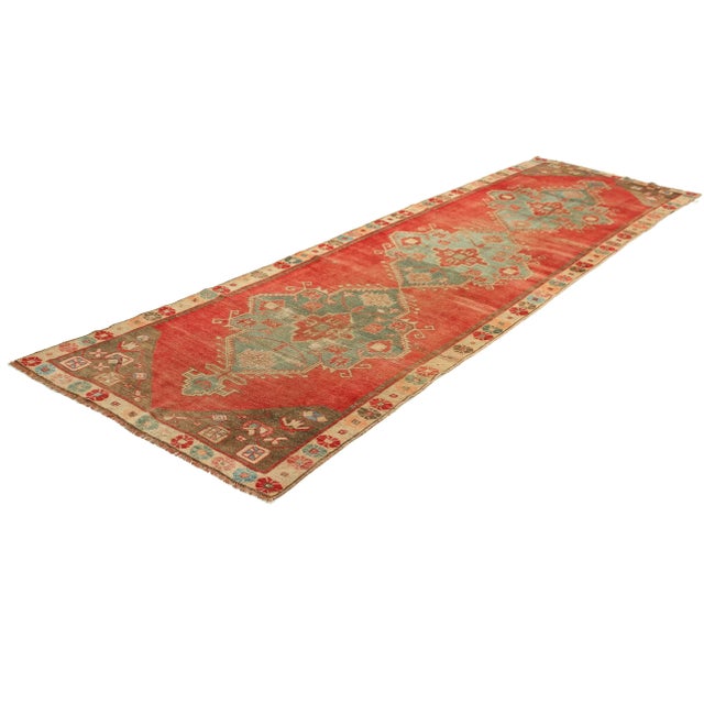Mid-Century Modern Mid 20th Century Vintage Decorative Turkish Runner Rug For Sale - Image 3 of 7