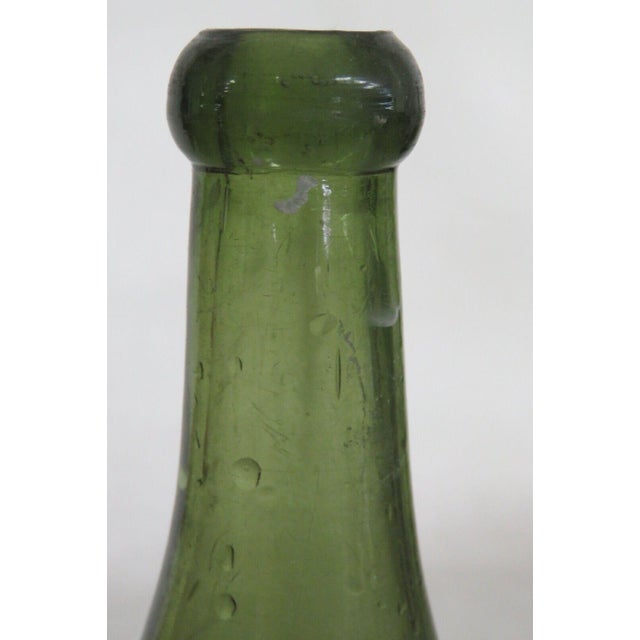 Mid-Century Modern Olive Green Glass Bottle For Sale - Image 3 of 6