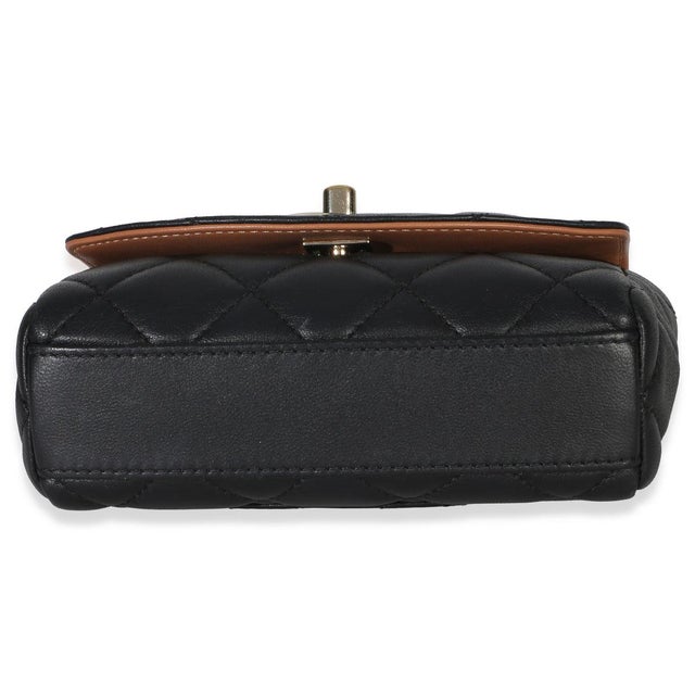 2020s Black Quilted Lambskin Ribbon Chain Small Cocovado Flap Bag For Sale - Image 5 of 8