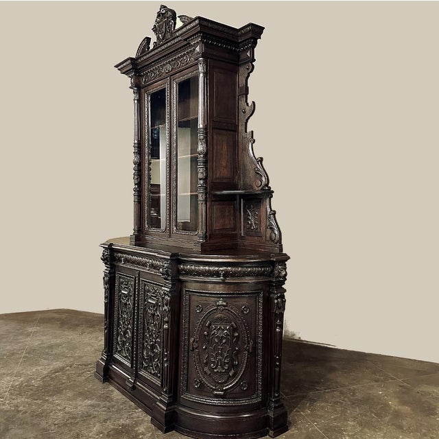 19th Century French Renaissance Two-Tiered Bookcase ~ Bibliotheque For Sale - Image 9 of 18