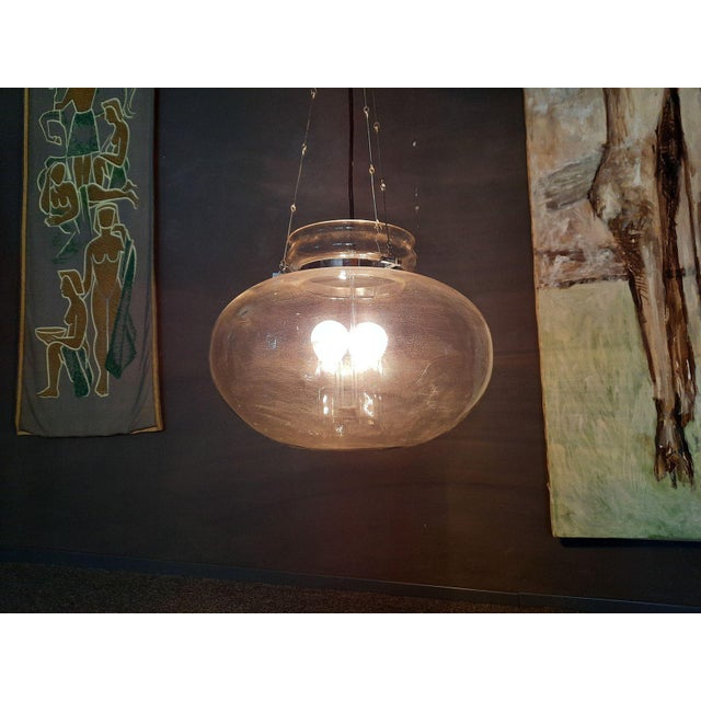 A beautiful and extremely rare glass ceiling lamp by limburg. a futuristic design from the 1970s. its excellent original...