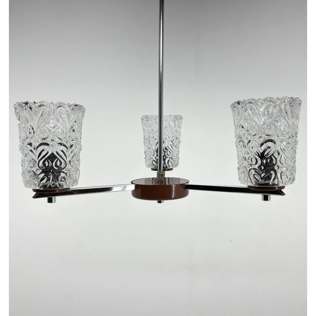 1970s Vintage Chrome & Glass Chandelier, 1970s For Sale - Image 5 of 9