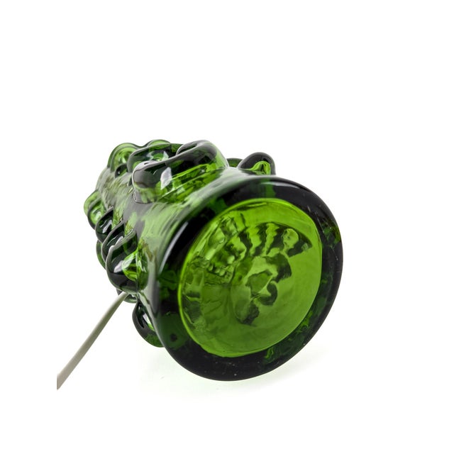 Scandinavian Modern Green Art Glass Table Lamp, Sweden, 1970s For Sale - Image 4 of 9