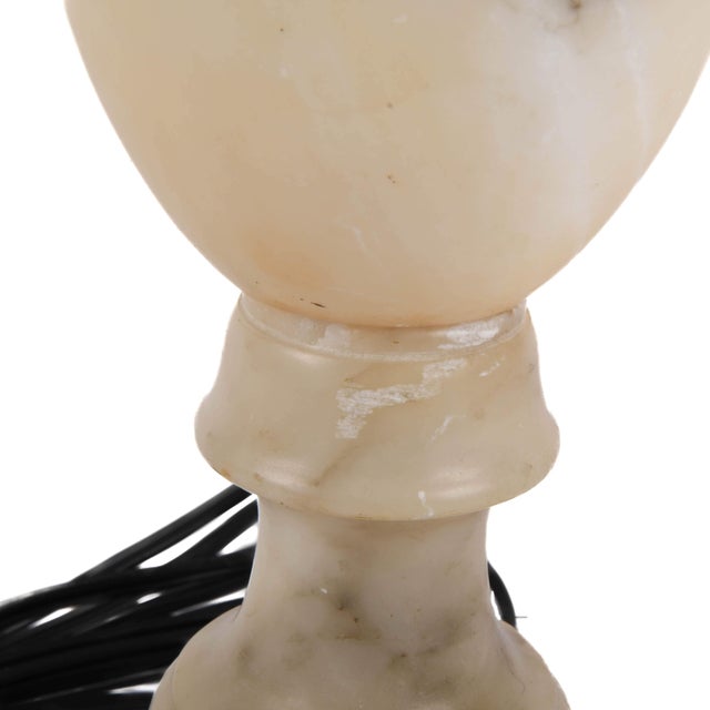 Mid 20th Century Mid‑Century Modern Carved Gray Alabaster Swirled Marble Table Lamp For Sale - Image 5 of 5