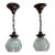 Vintage Halophane Hanging Pendant Light Fixtures - Pair For Sale