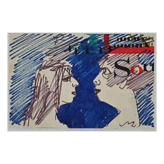 Mino Maccari, Women, Original Drawing, Mid 20th-Century, Framed For Sale