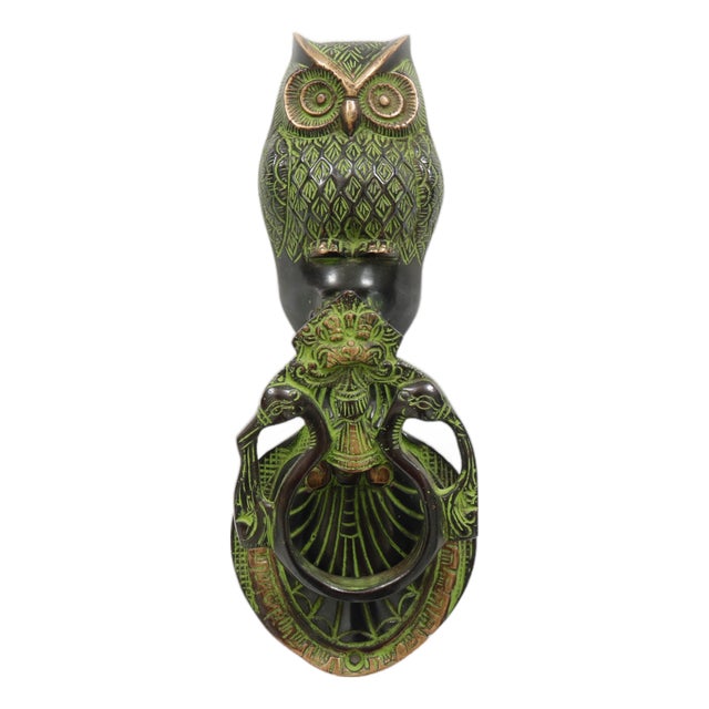Green Brass Owl Door Knocker For Sale