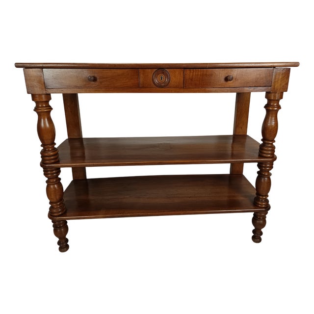 Walnut Etagère Console Table For Sale